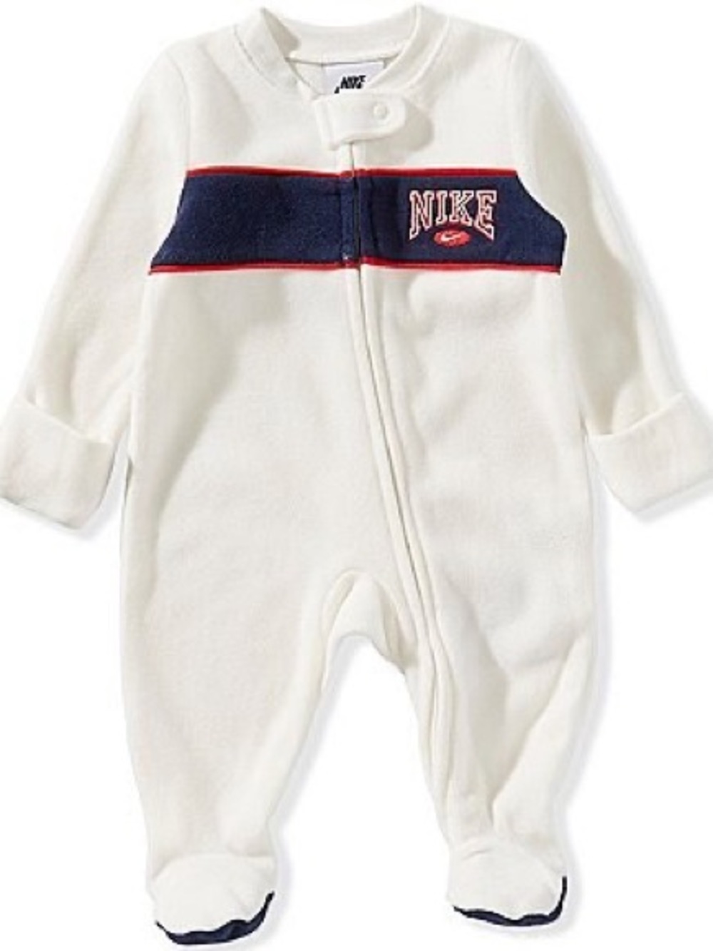 Nike White Footed One-Piece with Navy and Red Trim